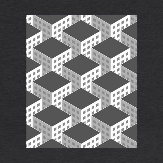 Isometropolis T-shirt Art Metropolis City illusion optical gift idea by MIRgallery